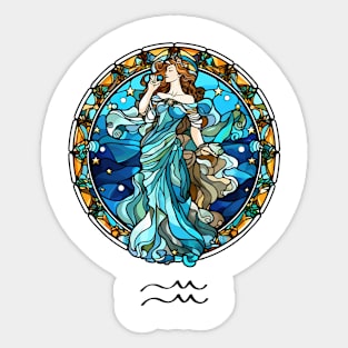 Stained Glass Aquarius Sticker